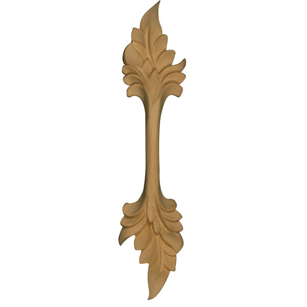 Osborne Wood Products 10 x 2 1/2 x 1 1/8 Acanthus Leaf Pull (Vertical) in Rubberwood - 892001RW