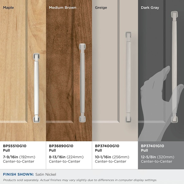 Amerock Stature 12-5/8 inch 320mm Center-to-Center Satin Nickel Cabinet Pull - BP37401G10