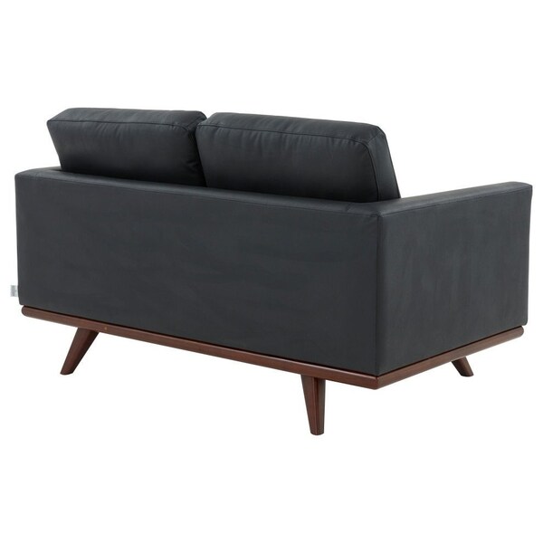 Leisuremod Chester Modern Leather Loveseat with Birch Wood Base, Black - CS58BL-L