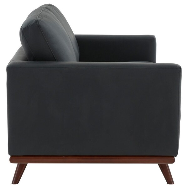 Leisuremod Chester Modern Leather Loveseat with Birch Wood Base, Black - CS58BL-L