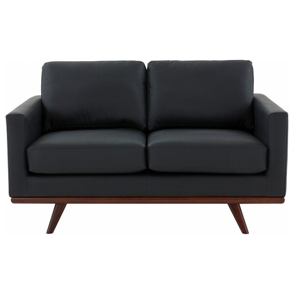 Leisuremod Chester Modern Leather Loveseat with Birch Wood Base, Black - CS58BL-L