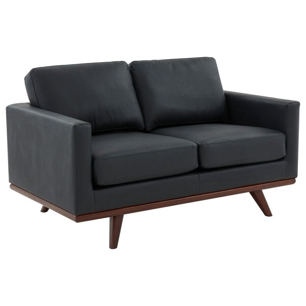 Leisuremod Chester Modern Leather Loveseat with Birch Wood Base, Black - CS58BL-L