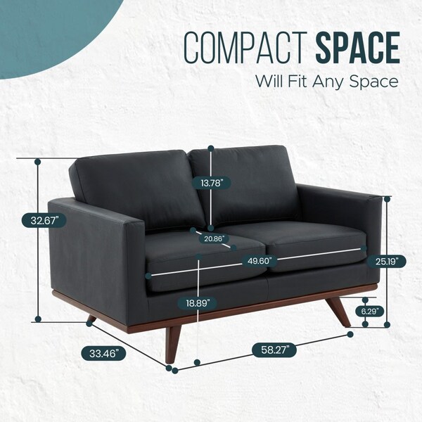 Leisuremod Chester Modern Leather Loveseat with Birch Wood Base, Black - CS58BL-L