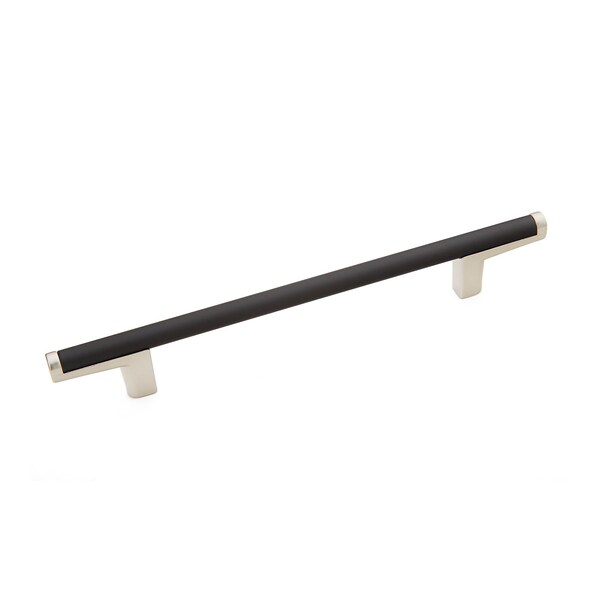 Schaub 128mm Center to Center Regatta Matte Black Cabinet Pull Satin Nickel Finish - 370-MB-15