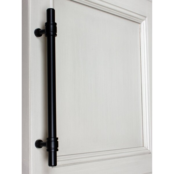 Gliderite Hardware 6-1/4 in. Center to Center Matte Black Barrel Ring Bar Pull - 4340-160-MB, 5PK - 4340-160-MB-5
