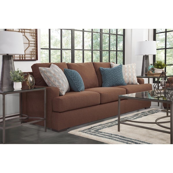 American Furniture Classics Earthtone Sloped Track Arm Sofa, Cinnamon - 8-010-A65V2