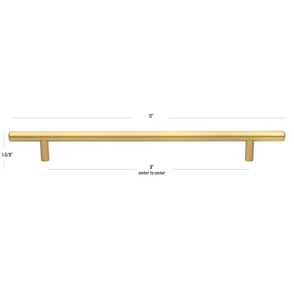 Gliderite Hardware 9 in. Center to Center Satin Gold Solid Steel Bar Pull - 5012-228-SG, 5PK - 5012-228-SG-5