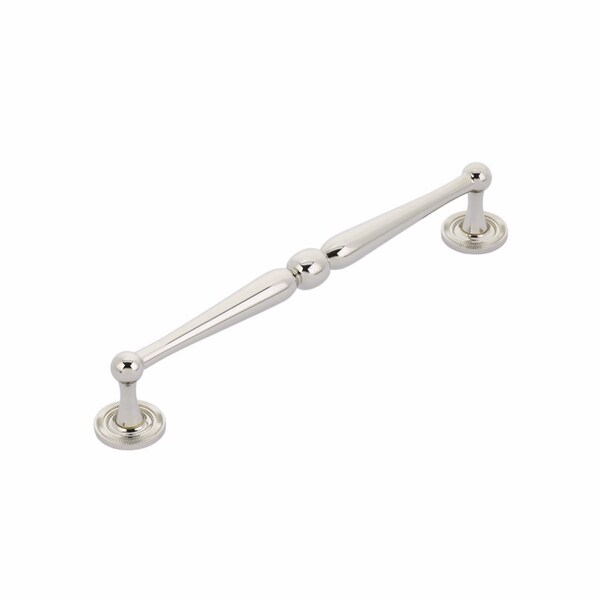 Schaub 8in Center to Center Atherton Knurled Cabinet Pull Polished Nickel Finish - 577-PN