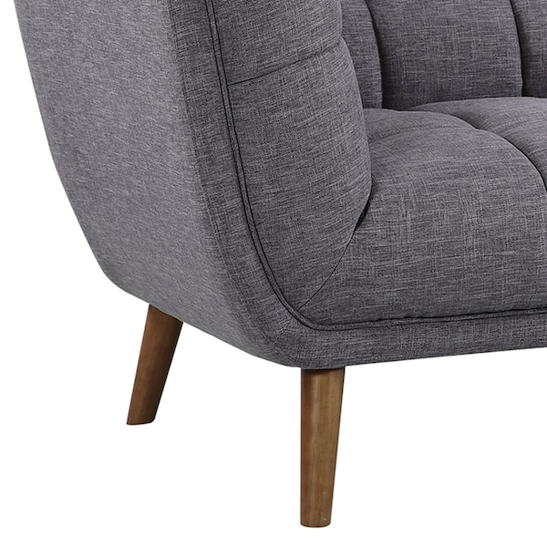 Armen Living Phantom Mid-Century Modern Loveseat in Dark Gray Linen and Walnut Legs - LCPH2DG