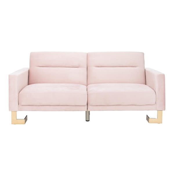 Safavieh Tribeca Blush Pink & Brass Foldable Futon Sofa Bed - LVS2001J