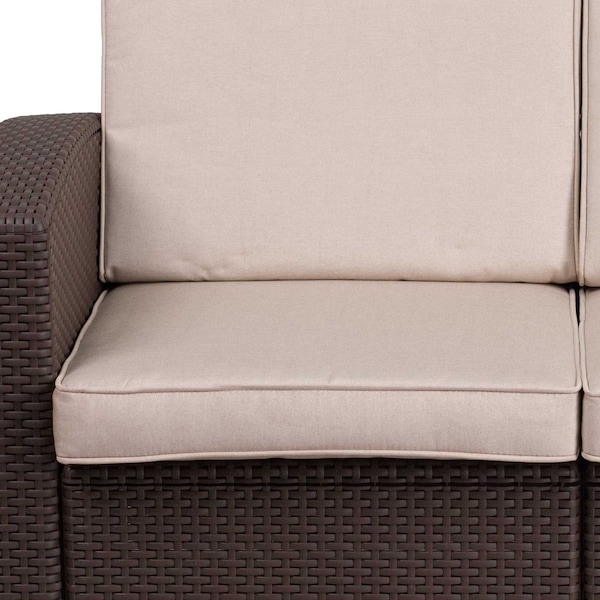 Flash Furniture Chocolate Rattan Loveseat w/All-Weather Cushions - DAD-SF1-2-GG