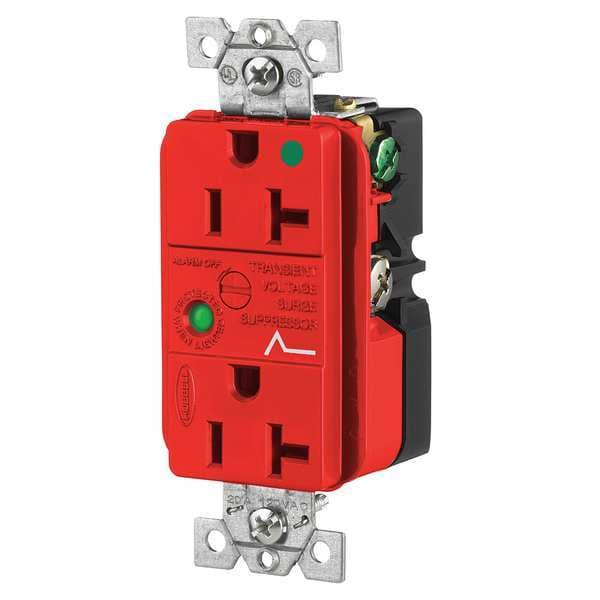 Hubbell Receptacle, 20 A Amps, 125V AC, Flush Mount, Decorator Duplex Outlet, 5-20R, Red - HBL8362RSA