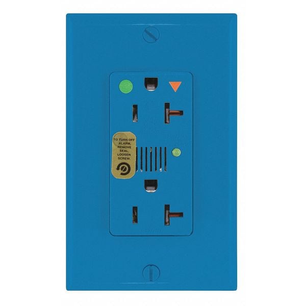 Leviton Receptacle, Deco, 20A, 5-20R, 125V, Blue - 8380-IGB