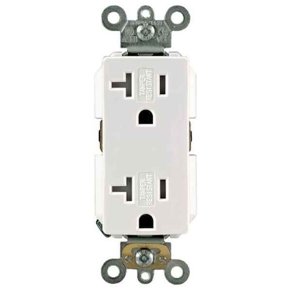 Leviton Leviton White 20 Amp Decora Plus Duplex Receptacle  131-TDR20-00W - 131-TDR20-00W