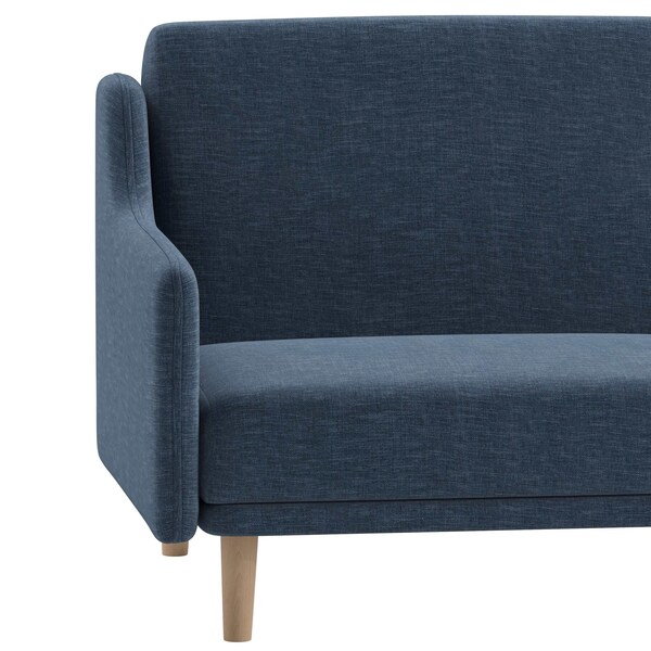 Flash Furniture Navy Faux Linen Split Back Futon Sofa-Wooden Legs - HC-1035-NV-GG