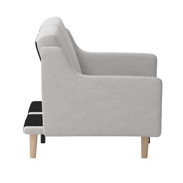 Flash Furniture Gray Faux Linen Split Back Futon Sofa-Wooden Legs - HC-1035-GY-GG