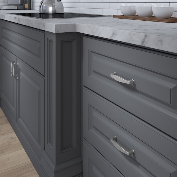 Richelieu Charlemagne Collection 3 3/4 in (96 mm) Center-to-Center Brushed Nickel Transitional Cabinet Pull - BP81092195