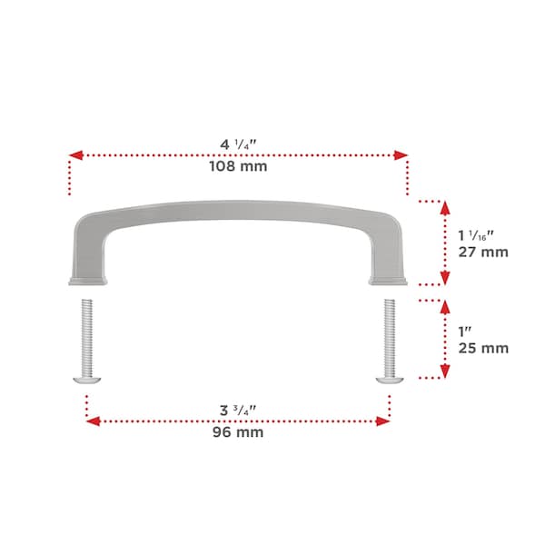 Richelieu Charlemagne Collection 3 3/4 in (96 mm) Center-to-Center Brushed Nickel Transitional Cabinet Pull - BP81092195