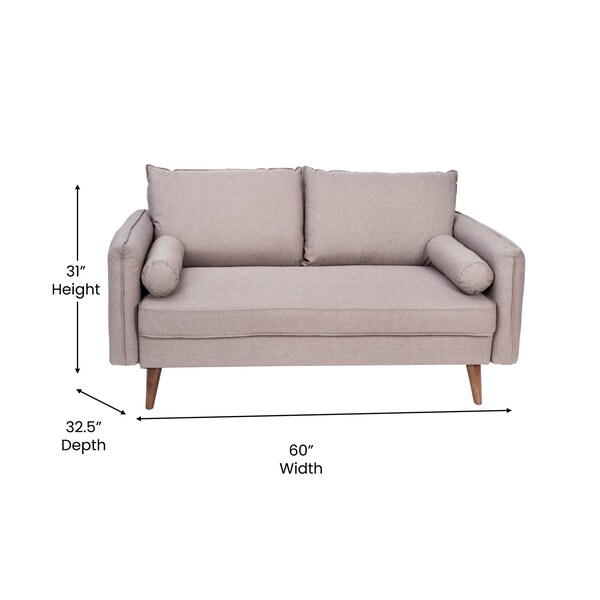Flash Furniture Taupe Faux Linen Loveseat with Wooden Legs - IS-VL100-BR-GG