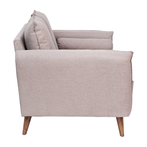 Flash Furniture Taupe Faux Linen Loveseat with Wooden Legs - IS-VL100-BR-GG
