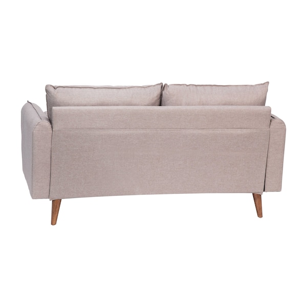 Flash Furniture Taupe Faux Linen Loveseat with Wooden Legs - IS-VL100-BR-GG