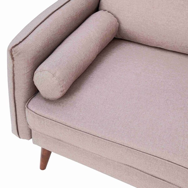 Flash Furniture Taupe Faux Linen Loveseat with Wooden Legs - IS-VL100-BR-GG