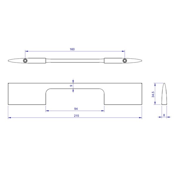 Richelieu 6 5/16 in (160 mm) Center-to-Center Euro Walnut Contemporary Cabinet Pull - 6366160322