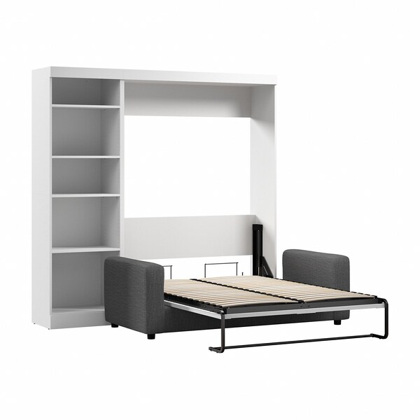 Bestar Bestar Pur Full Murphy Bed with Sofa and Shelving Unit (90W) in White - 26798-000017