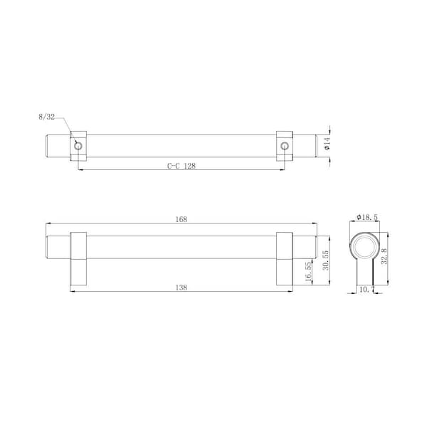 Richelieu 5-1/16 in. (128 mm) Center-to-Center Brushed Nickel Contemporary Drawer Pull - BP5016128195
