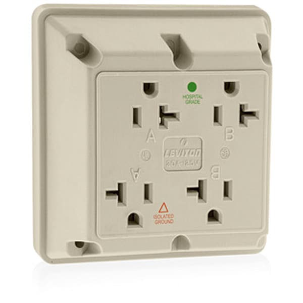 Leviton Receptacle, 20 A Amps, 125VAC, Quad Outlet, 5-20R, Ivory - 21254-IGI