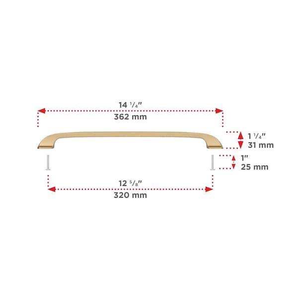 Richelieu 12 5/8-inch (320 mm) Center to Center Champagne Bronze Contemporary Cabinet Pull - BP7350320CHBRZ