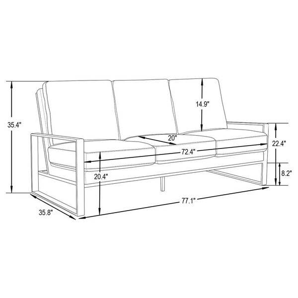 Leisuremod Jefferson Contemporary Velvet Sofa with Silver Frame, Light Grey - JAS77LGR