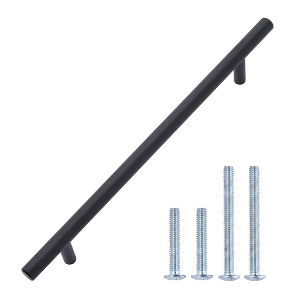 South Main Hardware Euro Bar Cabinet Handle (3/8" Diameter), 8.69" Length (6.31" Hole Center), Flat Black, 10PK - SH481-FB-10