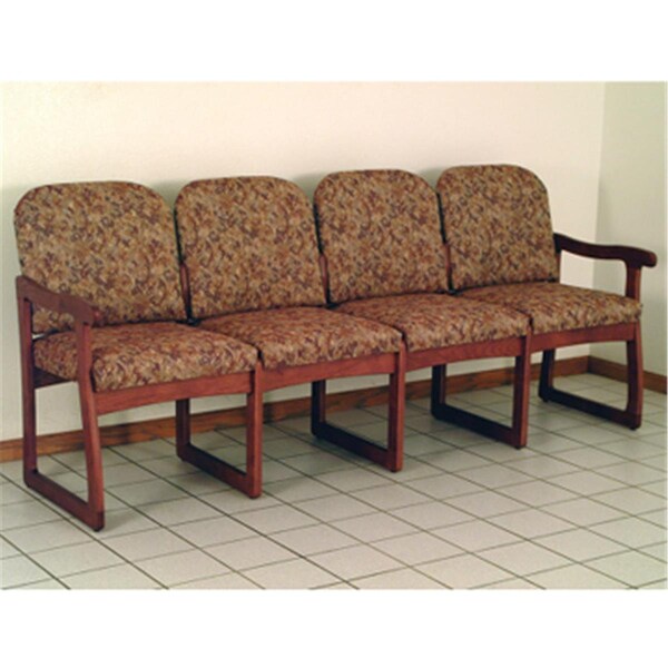 Wooden Mallet Prairie Four Seat Sofa in Mahogany - Watercolor Rose - DW8-4MHWR