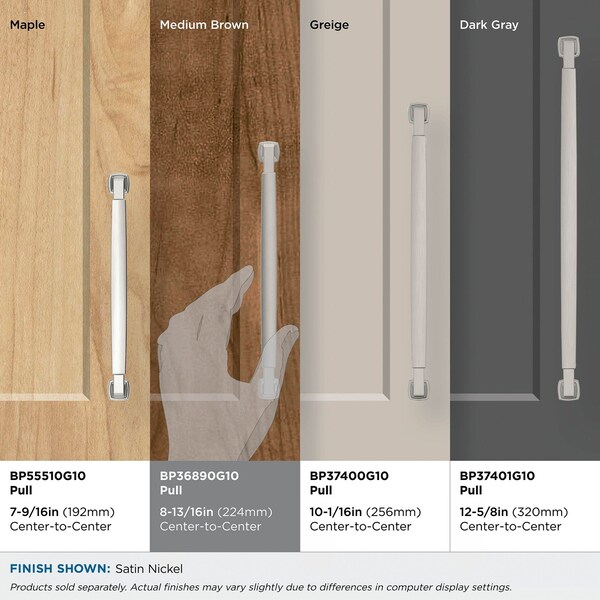Amerock Stature 8-13/16 in 224 mm Center-to-Center Satin Nickel Cabinet Pull - BP36890G10