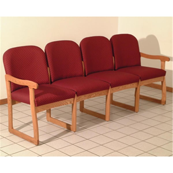 Wooden Mallet Prairie Four Seat Sofa in Medium Oak - Arch Wine - DW8-4MOAW
