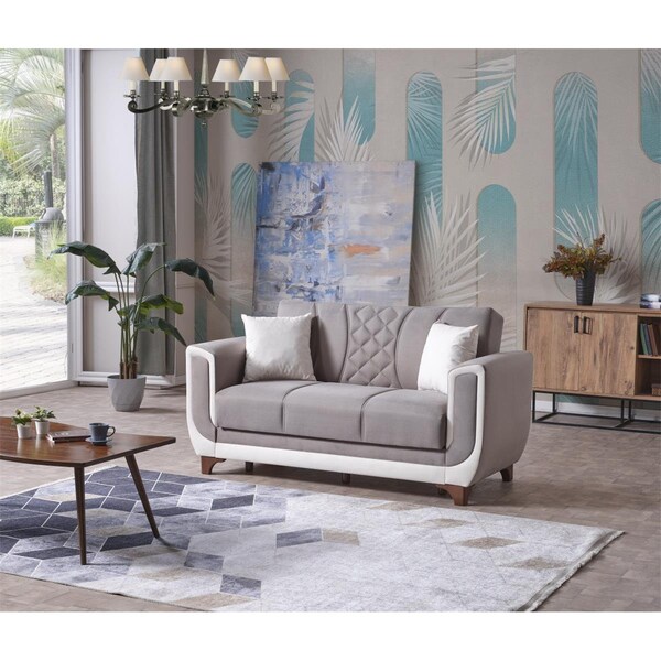 Furnia Berre Convertible Loveseat Sleeper, Grey - MD-10DZ-BER-DZ203-2