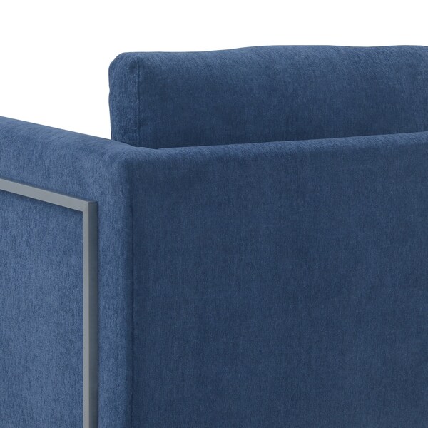 Armen Living Heritage Blue Fabric Upholstered Accent Chair with Brushed Stainless Steel Legs - LCHT1BLUE