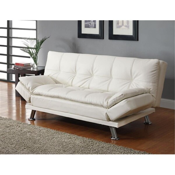 Coaster Coaster 300291 Contemporary Futon Sleeper Sofa with Casual Seam Stitching - White - 300291
