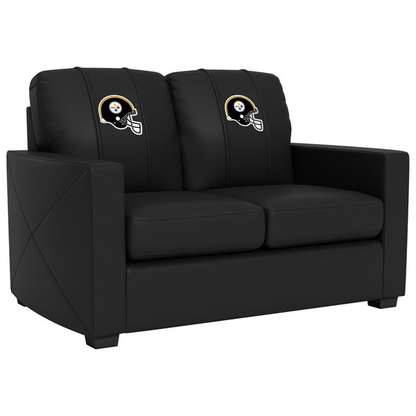 Dreamseat Silver Loveseat with Pittsburgh Steelers Helmet Logo - XZ7759003LSCDBK-PSNFL21042