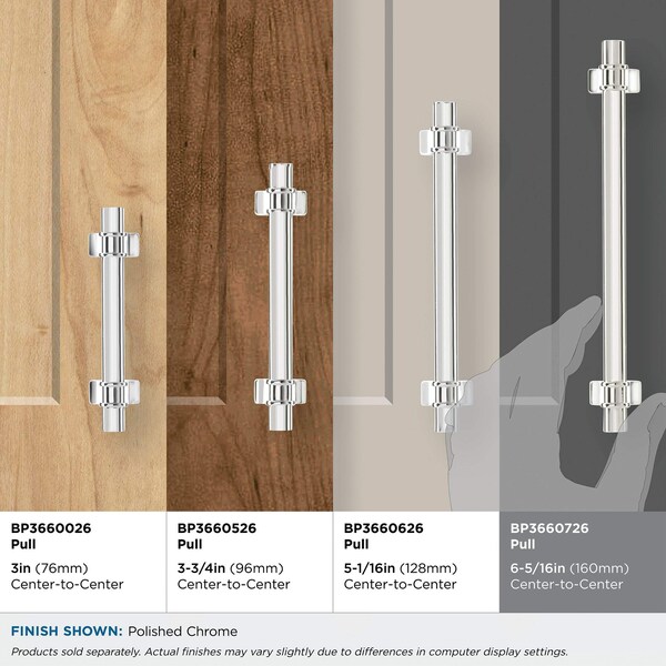 Amerock Davenport 6-5/16 in 160 mm Center-to-Center Polished Chrome Cabinet Pull - BP3660726