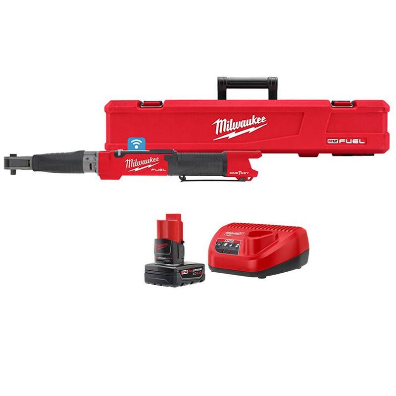 Milwaukee M12 FUEL One-Key 12-Volt Lithium-Ion Brushless Cordless 3/8 in. Digital Torque Wrench with 4.0 Ah Battery - 2465-20-48-59-2440