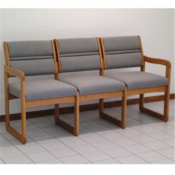 Wooden Mallet Valley Three Seat Sofa in Medium Oak - Charcoal Grey - DW2-3MOCG