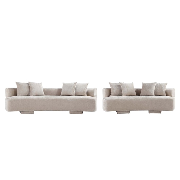 Manhattan Comfort 2-Piece Verandah 90.6 in. Sofa and 112 in. XL Sofa in Beige - 2-SFLS1617-BE