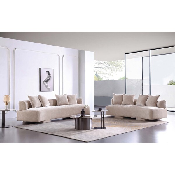 Manhattan Comfort 2-Piece Verandah 90.6 in. Sofa and 112 in. XL Sofa in Beige - 2-SFLS1617-BE
