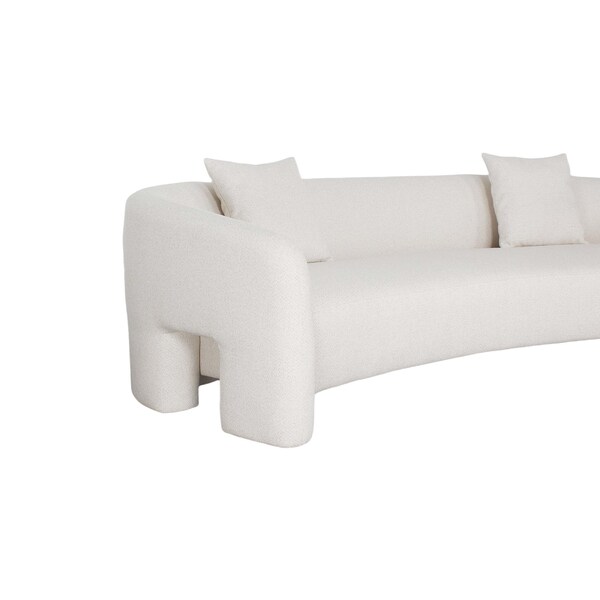 Manhattan Comfort Modern Sylvia Tweed 103.5 in. Sofa with Accent Pillows in Angora - SF017-AN
