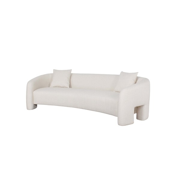 Manhattan Comfort Modern Sylvia Tweed 103.5 in. Sofa with Accent Pillows in Angora - SF017-AN