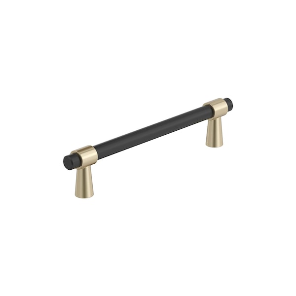 Amerock Mergence 5-1/16 inch 128mm Center-to-Center Matte Black/Golden Champagne Cabinet Pull - BP36859FBBBZ