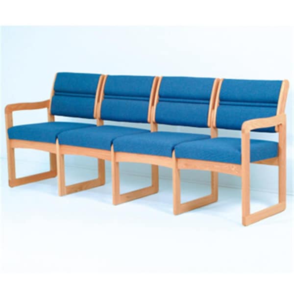 Wooden Mallet Valley Four Seat Sofa in Light Oak - Powder Blue - DW2-4LOPB