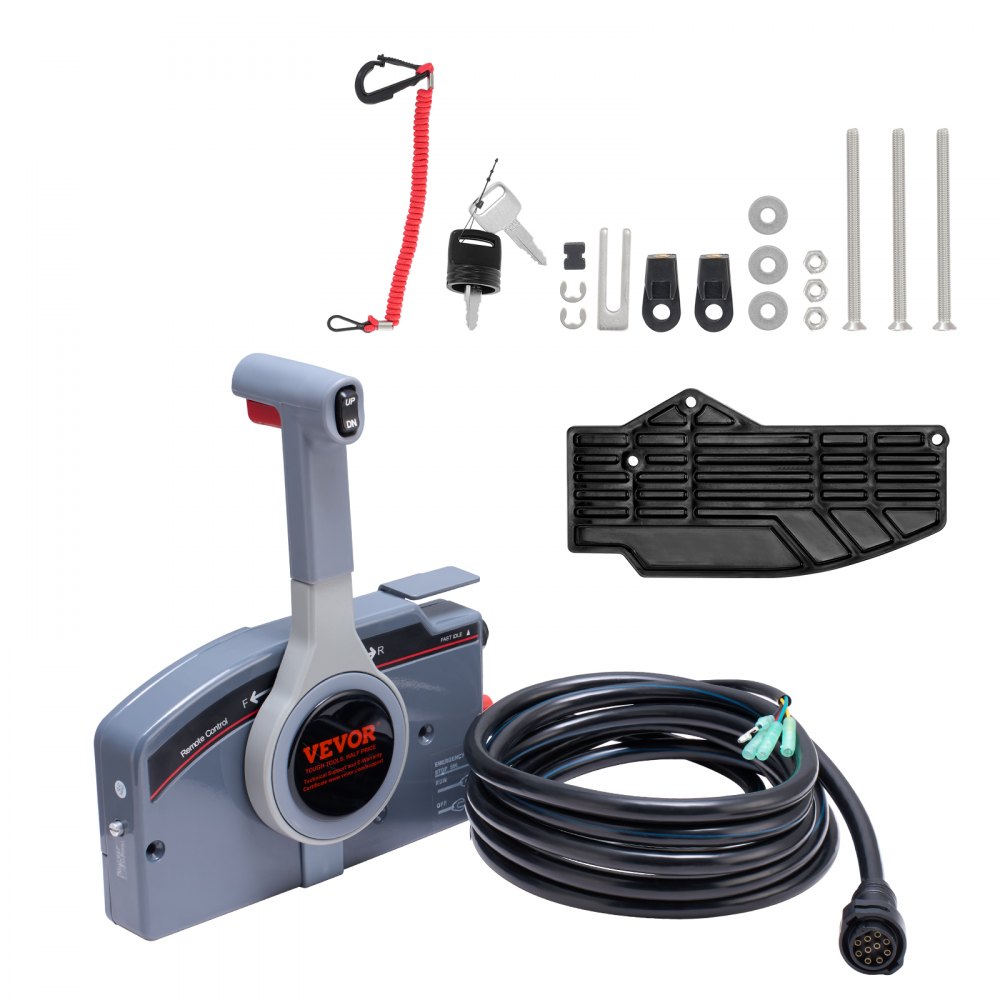 VEVOR Boat Throttle Control, 703-48205-16 Side-Mounted Outboard Remote Control Box for Yamaha 4-Stroke, Marine Throttle Control Box with Power Trim Switch, 16.6 ft Harness 10 Pin, and Lanyard - CZSCYMKZQYAMP55ZTV9